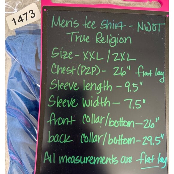 True Religion XXL Blue Graphic Tee Shirt Mens Casual Crewneck Made In Thailand - Picture 9 of 10